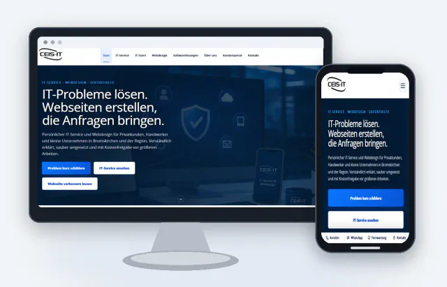 Desktop- und Smartphone-Ansicht der Website von CEIS-IT.de
